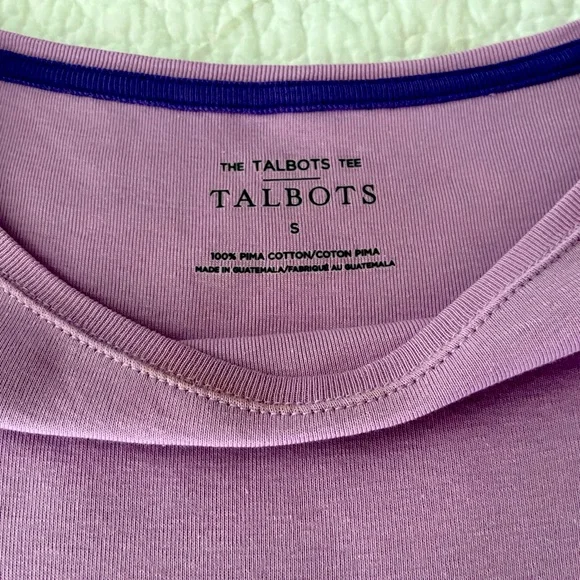 Talbots 100% Pima cotton,3/4 Sleeve Bateau Neck Tee, Small,Lavender, Like new. - Picture 2 of 5